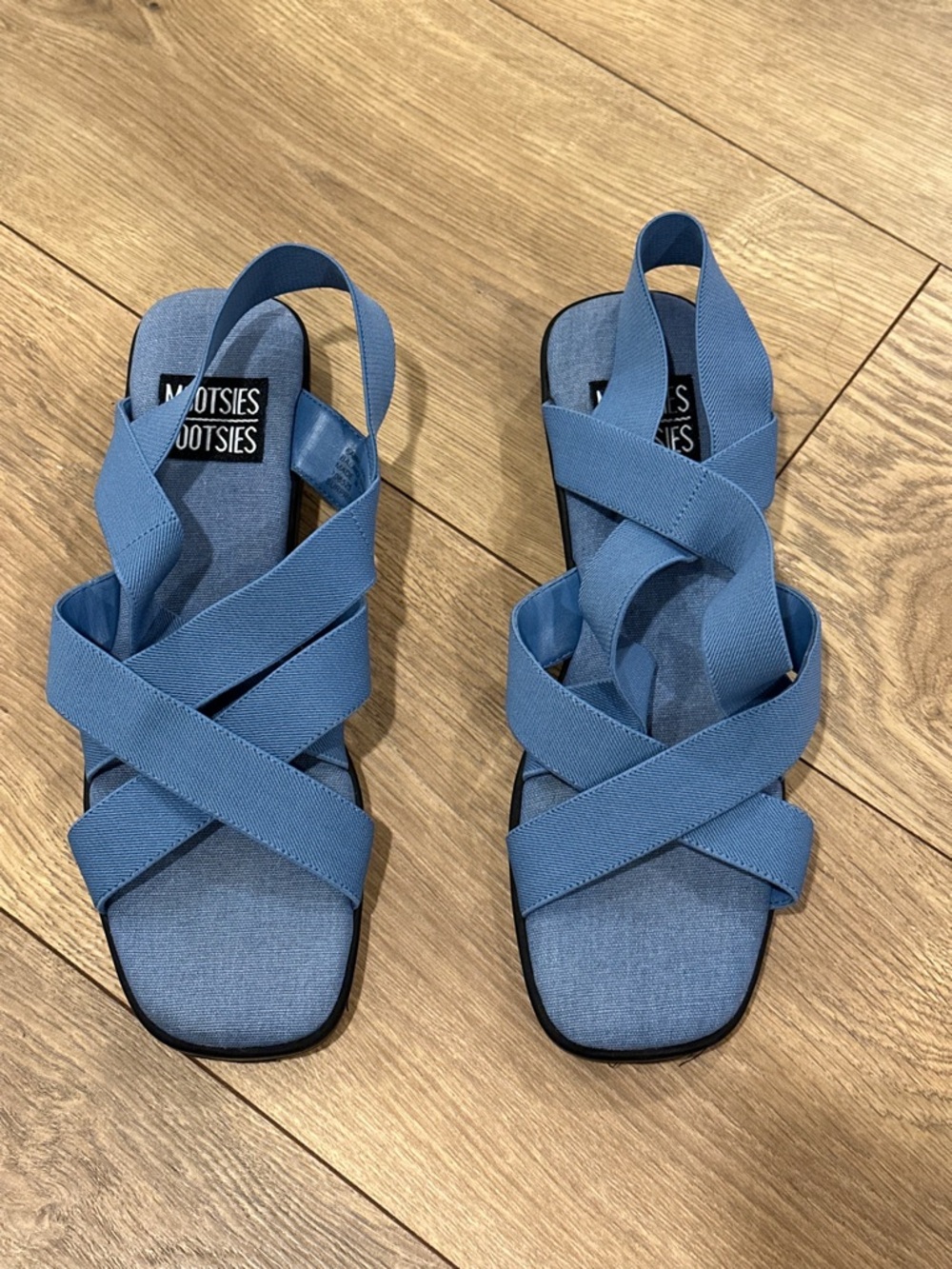 Mootsies Tootsies Blue Crisscross Elastic Sandals
